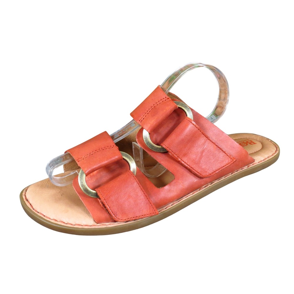 Born Marston Women Shoes Slide Sandals Size 9 Walking Travel Orange Leather